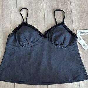 NWT No Boundaries Sweetheart Tank Top with Lace Trim, Women's Size Large (12-14)